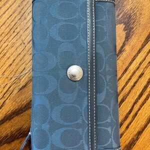 Coach Blue Wallet with Signature Pattern